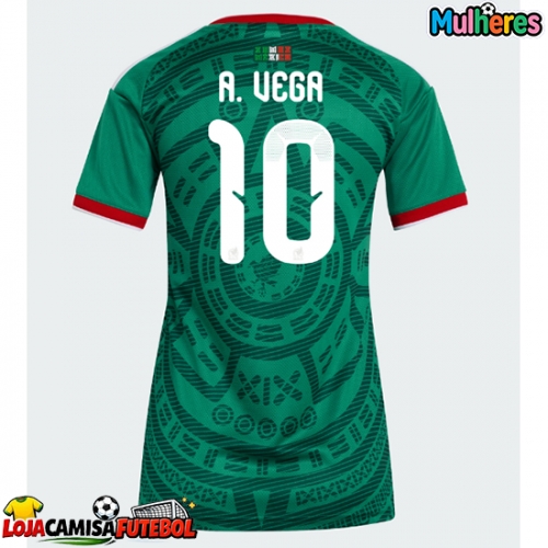 Camisa de Futebol México Alexis Vega #10 Equipamento Principal Mulheres Mundo 2026 Manga Curta